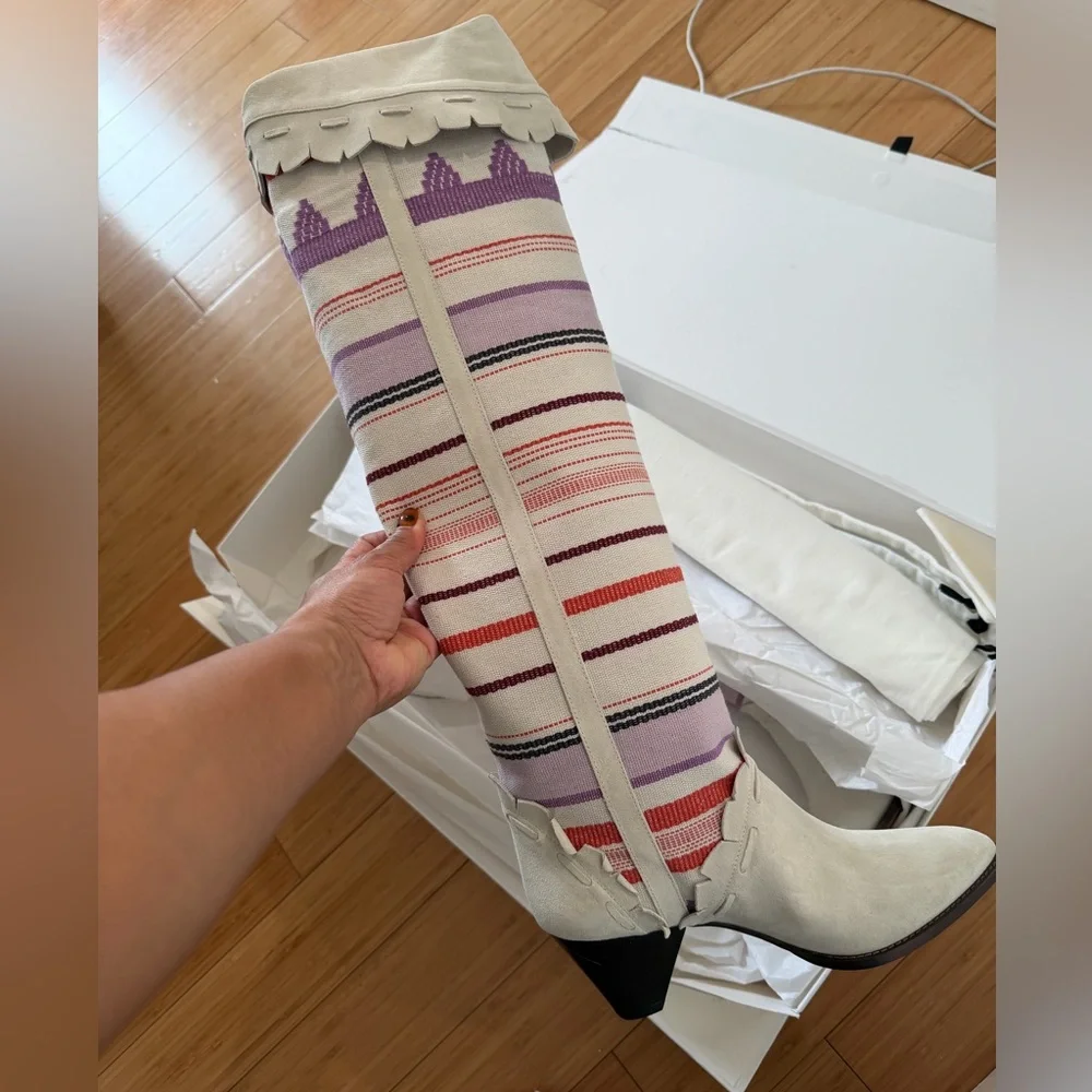 Isabel Marant Cream Leather Pointed Sole Ankle Boot - Picture 3 of 9